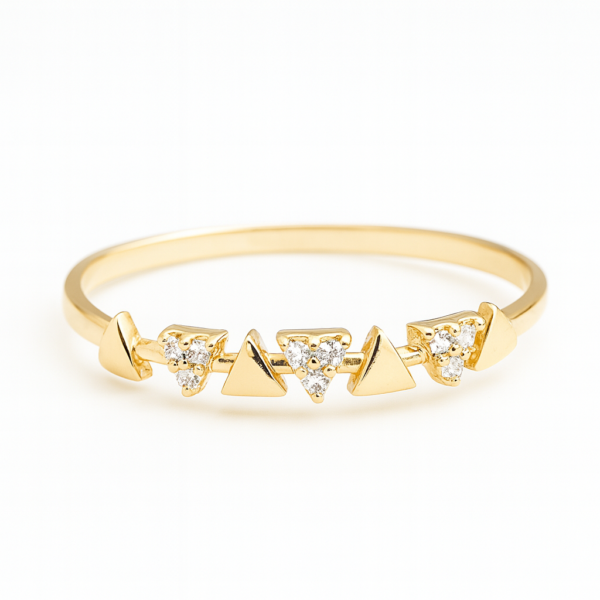 Anel Triângulos com Pedras