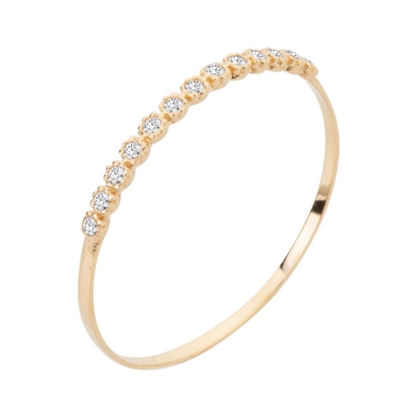 Meia Aliança Flor em Ouro 10k