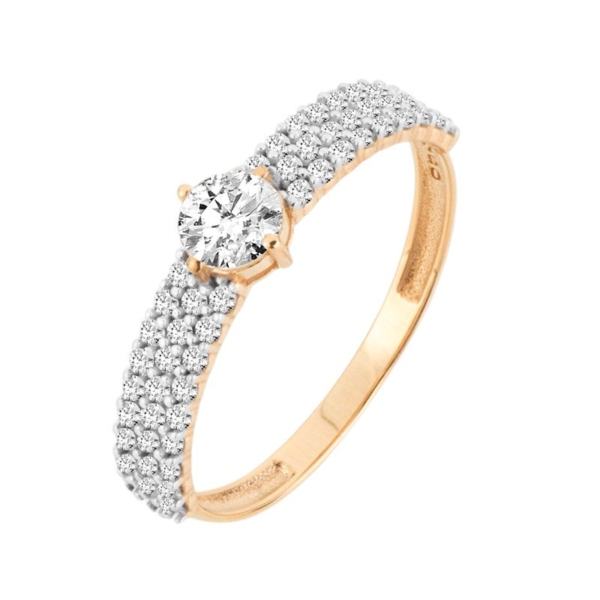 Anel Solitário com 3 Fileiras de Pedras