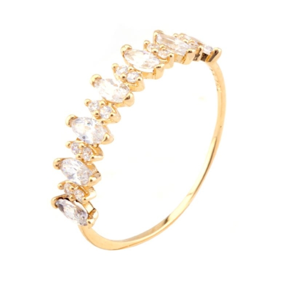 Meia Aliança Navetes em Ouro 10k