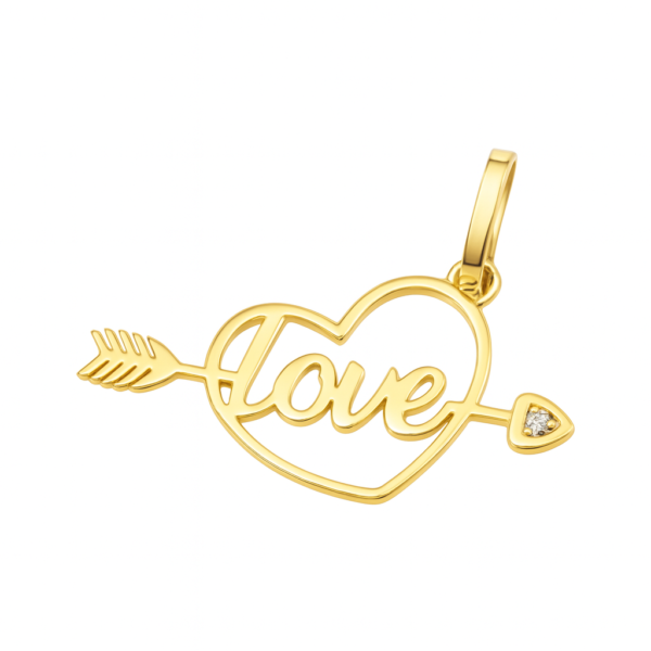 Pingente Coração Love com Flecha
