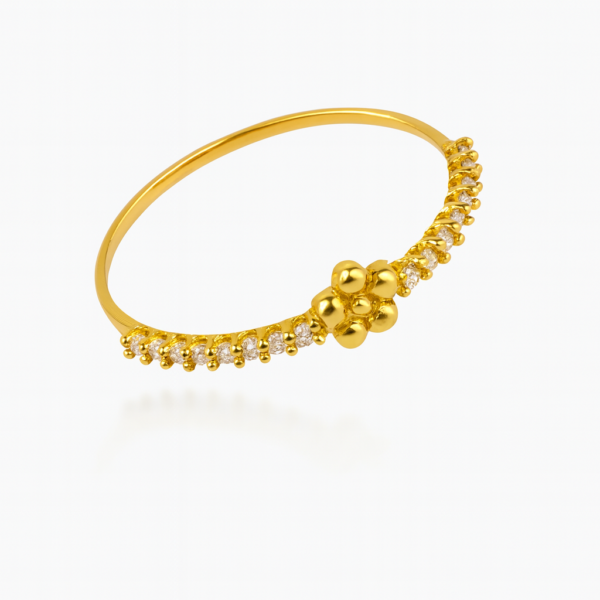 Anel Flor com Pedras Laterais