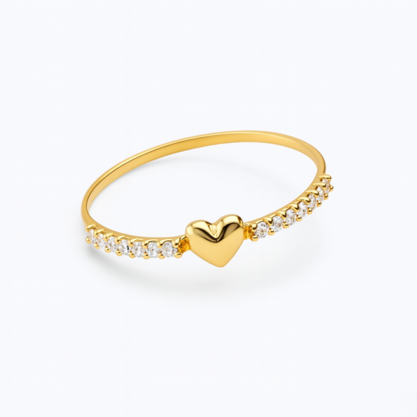 Anel Coração com Pedras Laterais