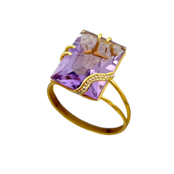 Anel Pedra Natural Retangular