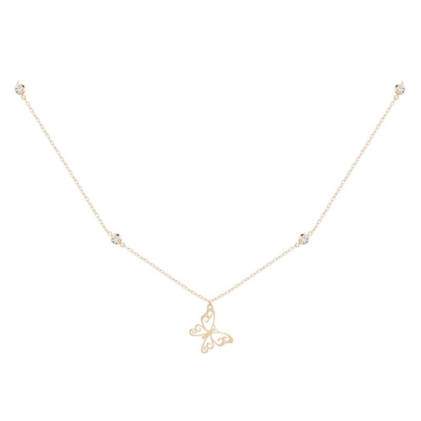 Gargantilha Borboleta com Topázios Brancos