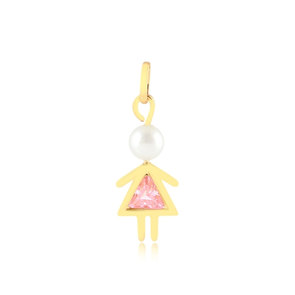 Pingente Menina com Pérola e Pedra