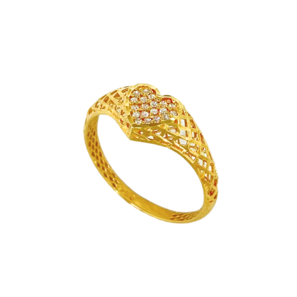 Anel Coração Diamantado com Pedras