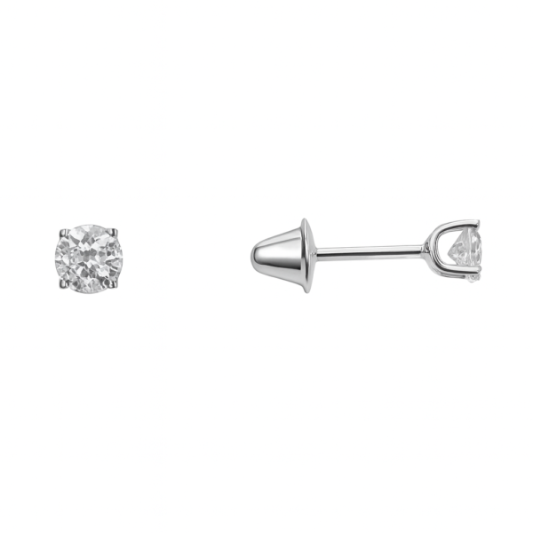 Brinco Pedra Redonda Cartier Brilhante em Ouro Branco