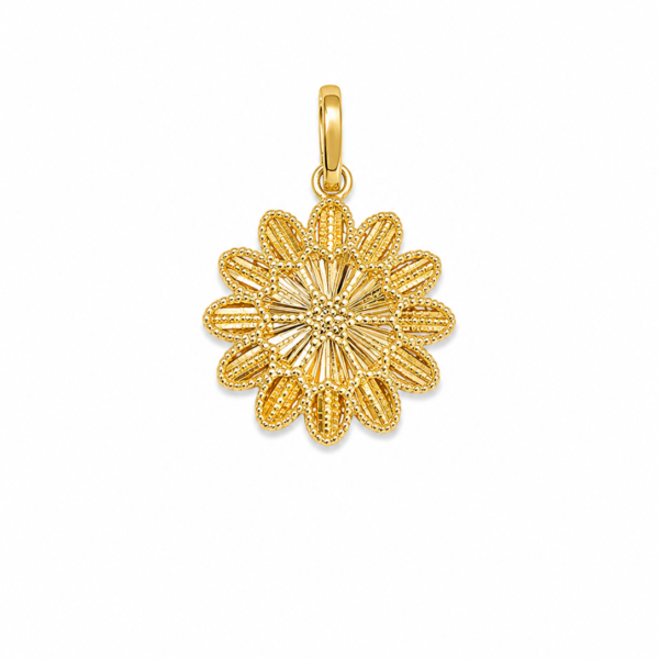 Pingente Flor Bolinhas Diamantado em Ouro 10k