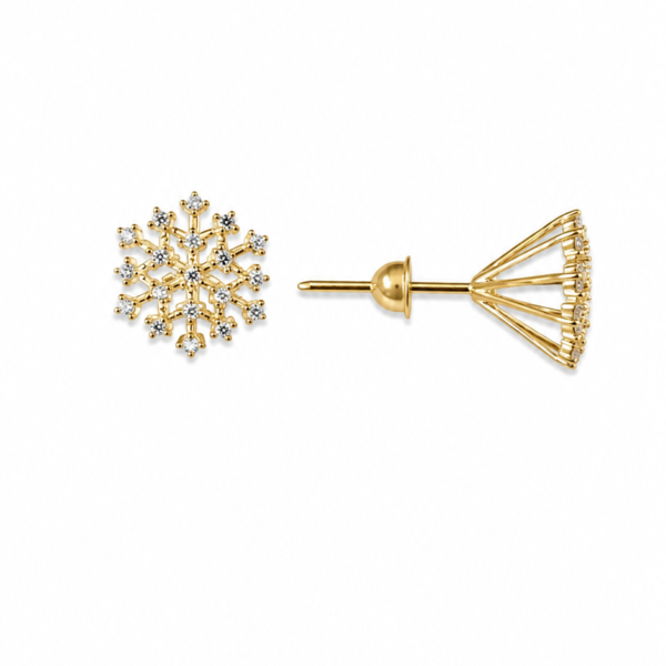 Brinco Chuveiro Flor em Ouro 10k com Moissanite