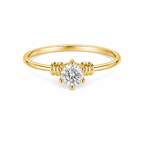 Anel Solitário com Moissanite em Ouro 10k