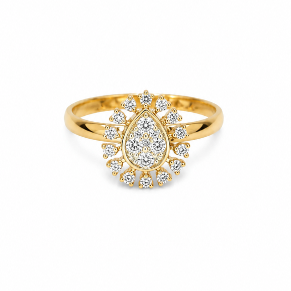 Anel Gota com Moissanite em Ouro 10k