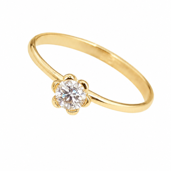 Anel Solitário com Moissanite em Ouro 10k