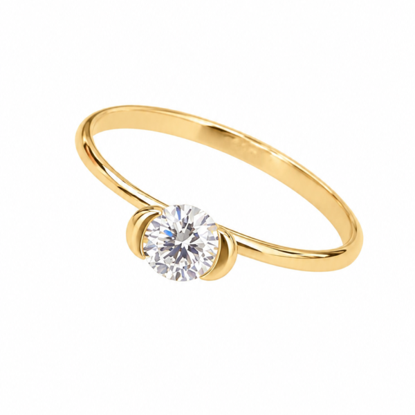 Anel Solitário com Moissanite em Ouro 10k