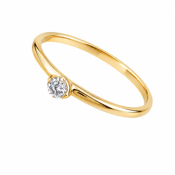 Anel Solitário com Moissanite em Ouro 10k