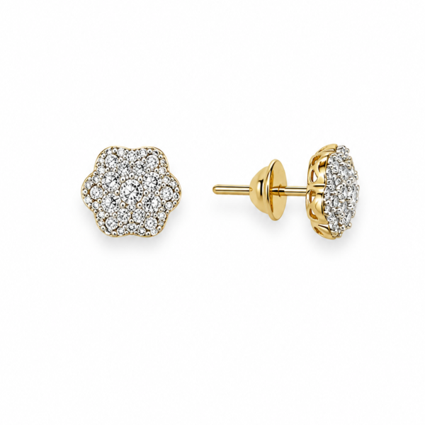 Brinco Chuveiro Flor com Moissanites