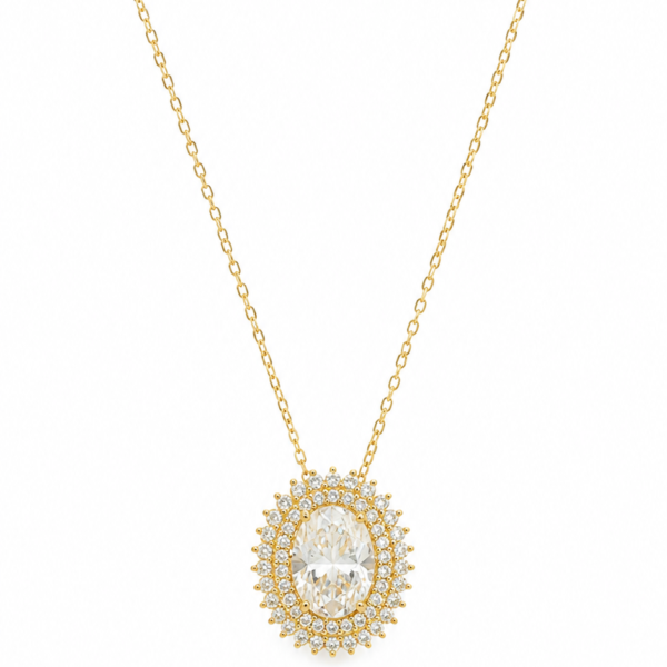 Gargantilha Chuveiro Redondo com Moissanite em Ouro 10k