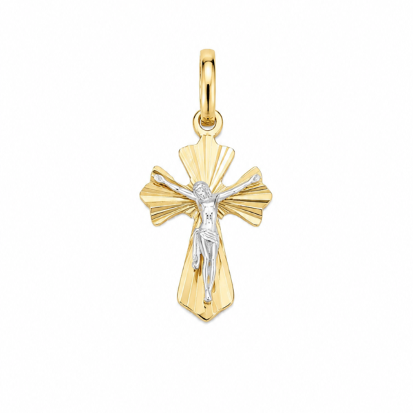 Pingente Crucifixo Bicolor em Ouro 10k