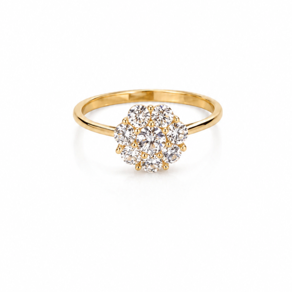Anel Flor com Moissanite em Ouro 10k
