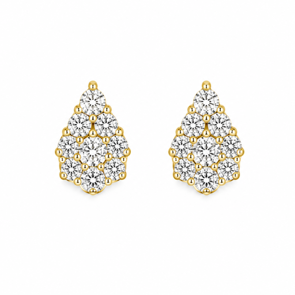 Brinco Chuveiro Gota com Moissanite em Ouro 10k