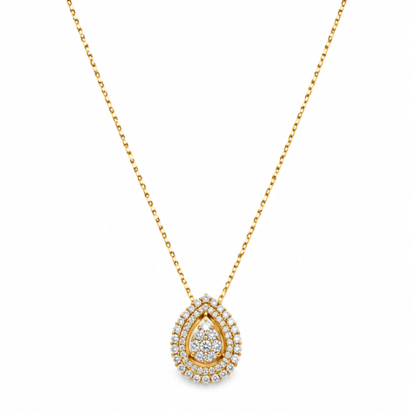 Gargantilha Chuveiro Gota em Ouro 10k com Moissanites