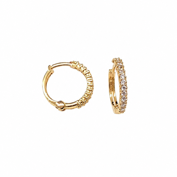 Argola Redonda com Pedras em Ouro 10k