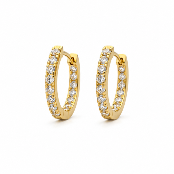 Argola Redonda em Ouro 10k com Moissanites