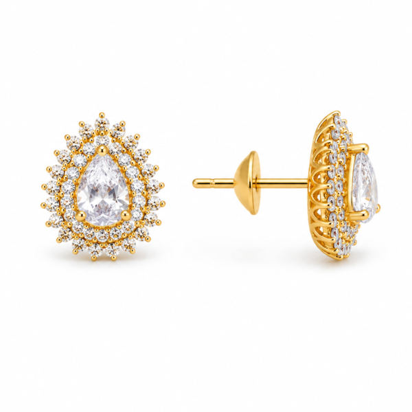 Brinco Chuveiro Gota com Moissanite