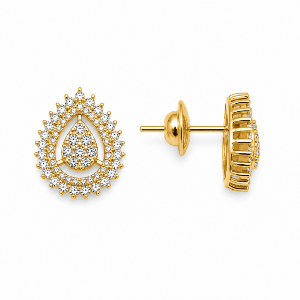 Brinco Chuveiro Gota em Ouro 10k com Moissanites