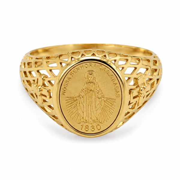 Anel N. Sra das Graças Oval em Ouro 10k