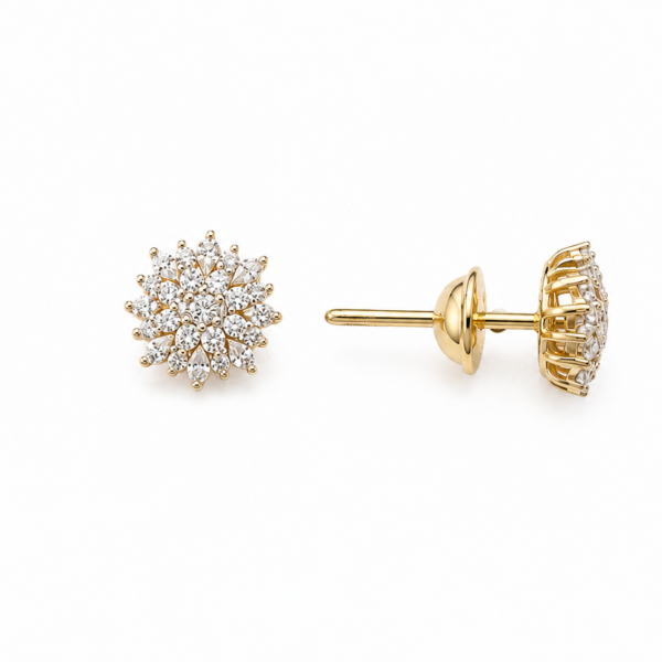 Brinco Chuveiro Flor com Moissanites