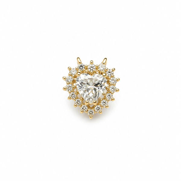 Pingente Chuveiro Coração com Moissanite em Ouro 10k