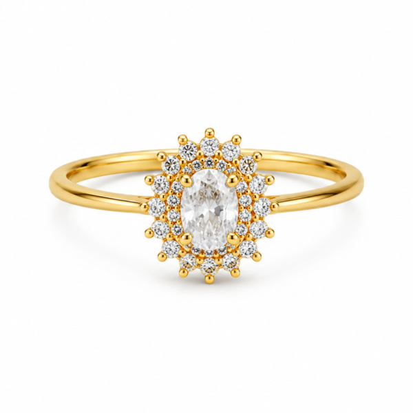 Anel Chuveiro Oval com Moissanite