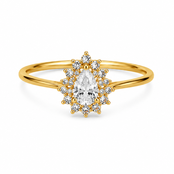 Anel Chuveiro Gota com Moissanites