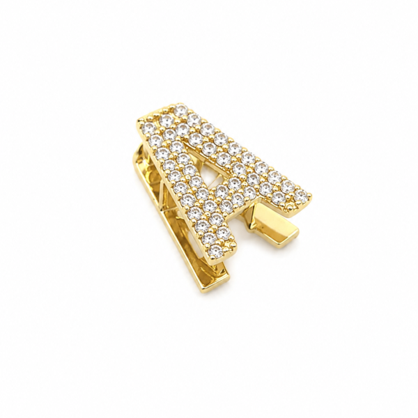 Pingente Letra A com Moissanites em Ouro 10k