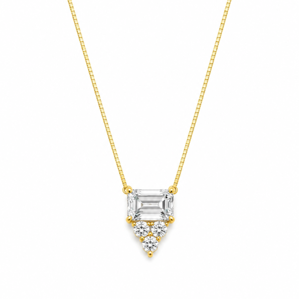 Gargantilha Pedra Quadrada Moissanite em Ouro 10k