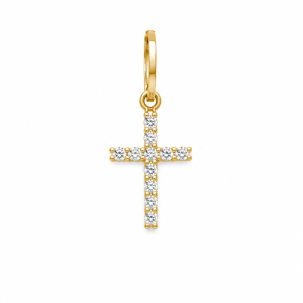 Pingente Cruz com Moissanite em Ouro 10k