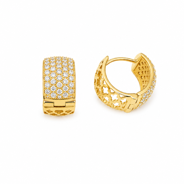 Argola Redonda com Moissanites em Ouro 10k