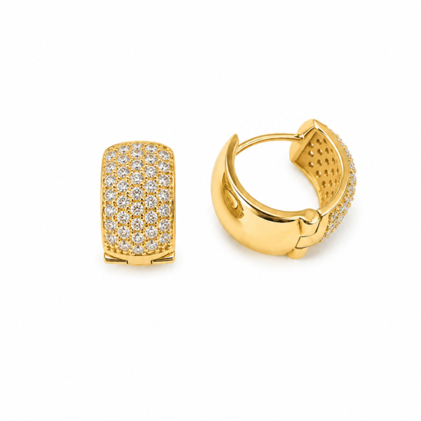 Argola Redonda com Moissanites em Ouro 10k