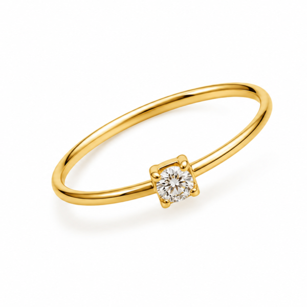 Anel Solitário com Moissanite em Ouro 10k
